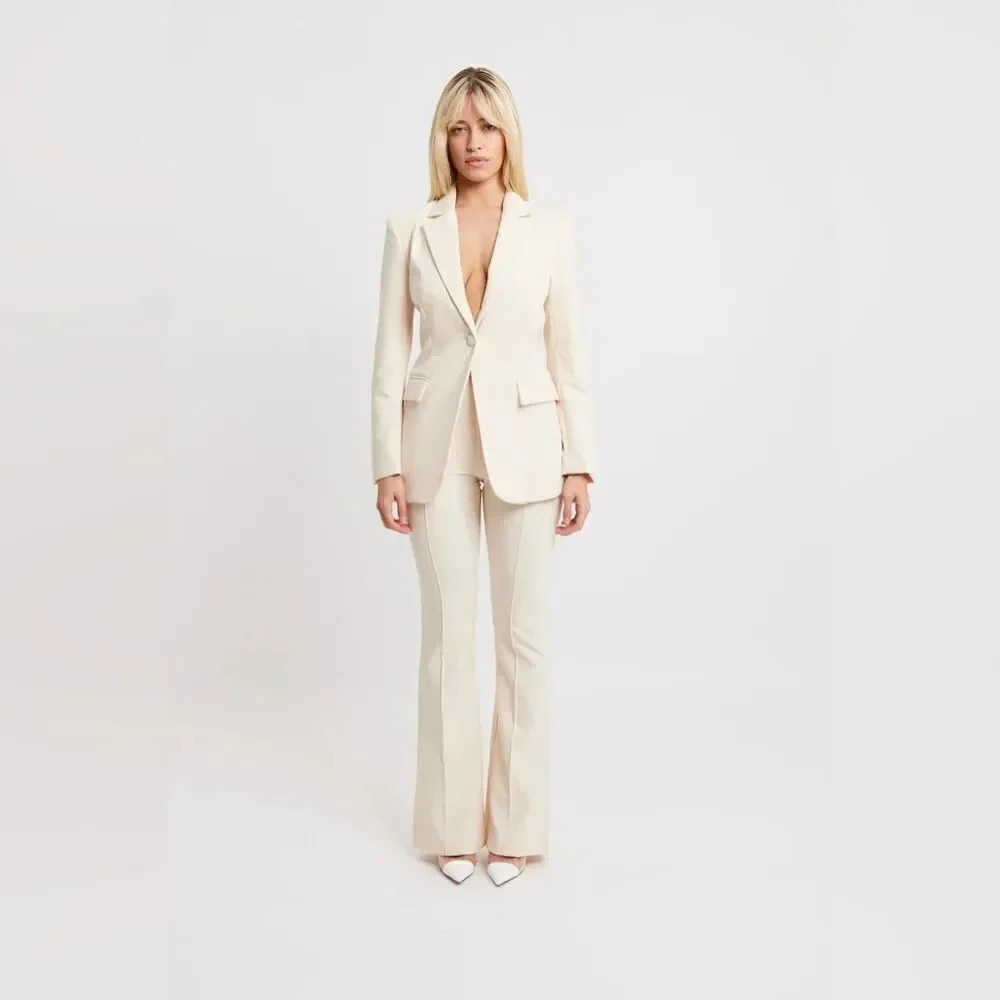 BOA (Because of Alice) vegan leather boyfriend white cream blazer - Picture 1 of 7
